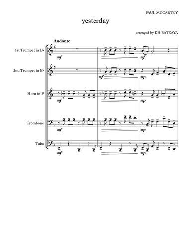 Yesterday (arr. kh.batzaya)