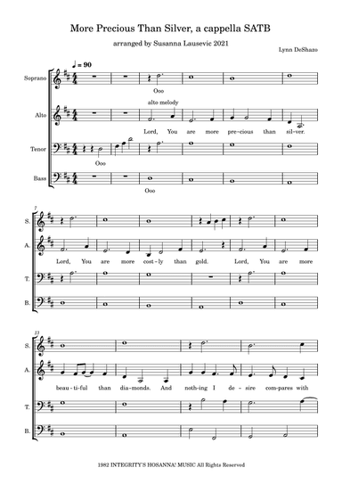 More Precious Than Silver (arr. Susanna Lausevic)