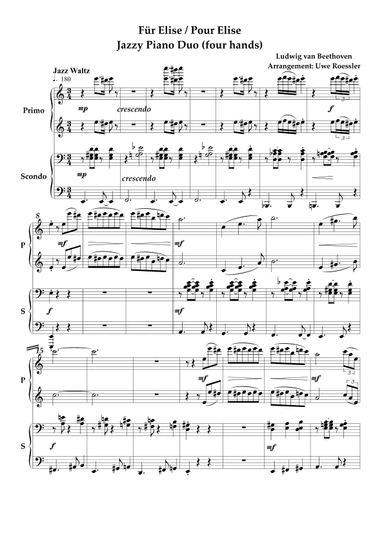 For / Für / Pour Elise (arr. Uwe Roessler / Rössler / Rassler)