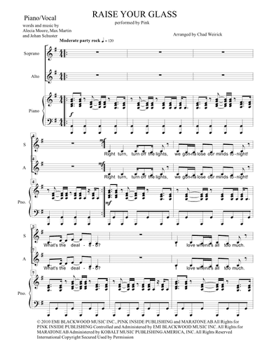 Raise Your Glass (arr. Chad Weirick)