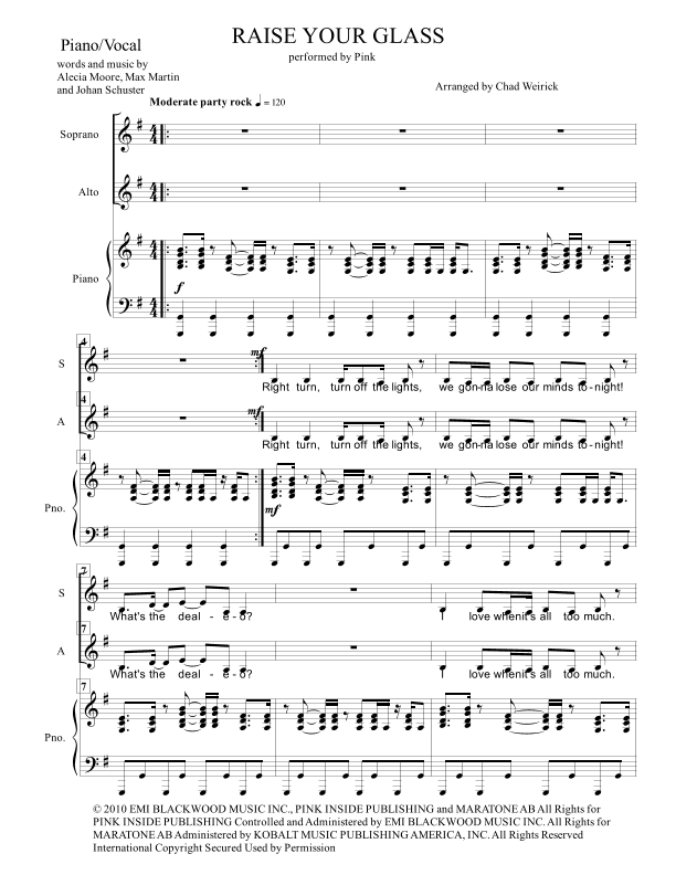 Raise Your Glass (arr. Chad Weirick)