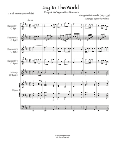 Joy To The World (Organ & Trumpet) with 4 Descants (arr. Brooks Holmes)