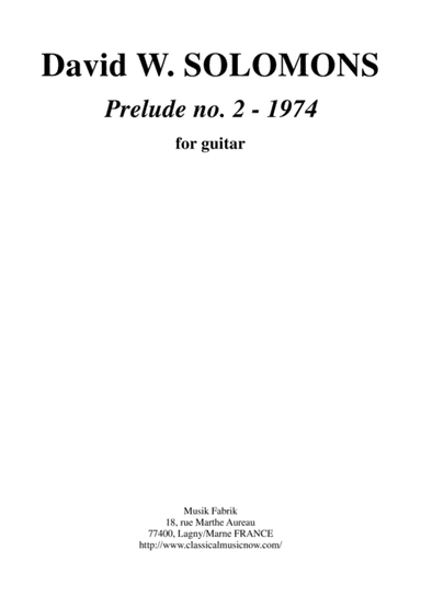 David Warin Solomons: Prelude no. 2 "1974" for solo guitar