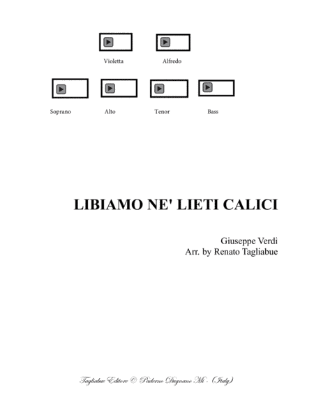 LIBIAMO NE' LIETI CALICI - Brindisi from "La Traviata" - Acte 1 - Verdi - Arr. for Soli, SATB Choir (arr. Renato Tagliabue)