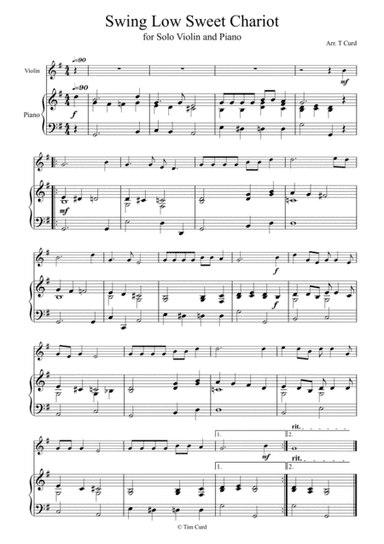Swing Low Sweet Chariot for Solo Violin and Piano (arr. Tim Curd)