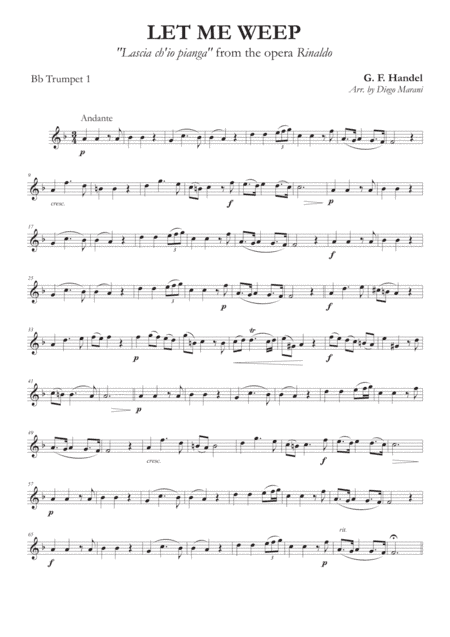 Let Me Weep from the opera "Rinaldo" for Brass Quintet (arr. Diego Marani)