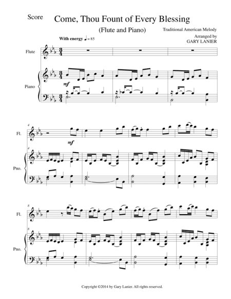 COME, THOU FOUNT OF EVERY BLESSING (Flute/Piano and Flute Part) (arr. Gary Lanier)