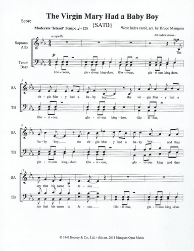 The Virgin Mary Had a Baby Boy (arr. Bruce Mangum)