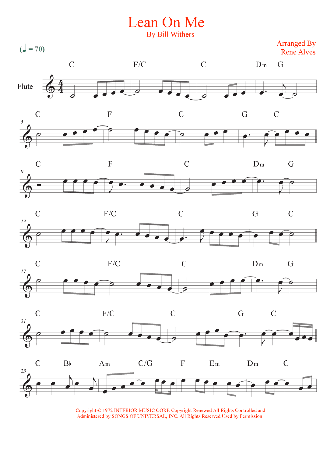 Lean On Me (arr. Rene Alves)