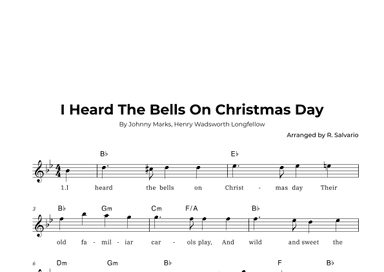 I Heard The Bells On Christmas Day (Key of B-Flat Major) (arr. R. Salvario)