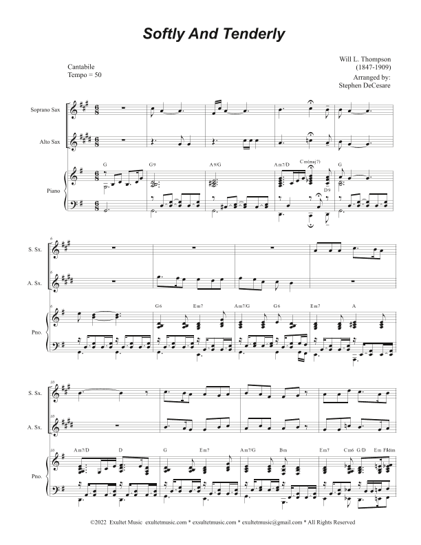 Softly And Tenderly (Duet for Soprano and Alto Saxophone) (arr. Stephen DeCesare)