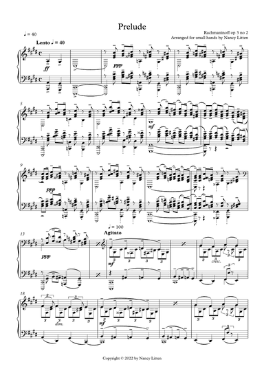 Prelude in C-sharp minor by Rachmaninoff (for smaller hands) (arr. Nancy Litten)