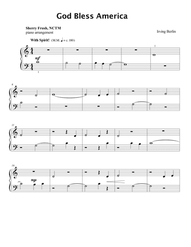 God Bless America ® (arr. arr. Sherry Frush, NCTM)