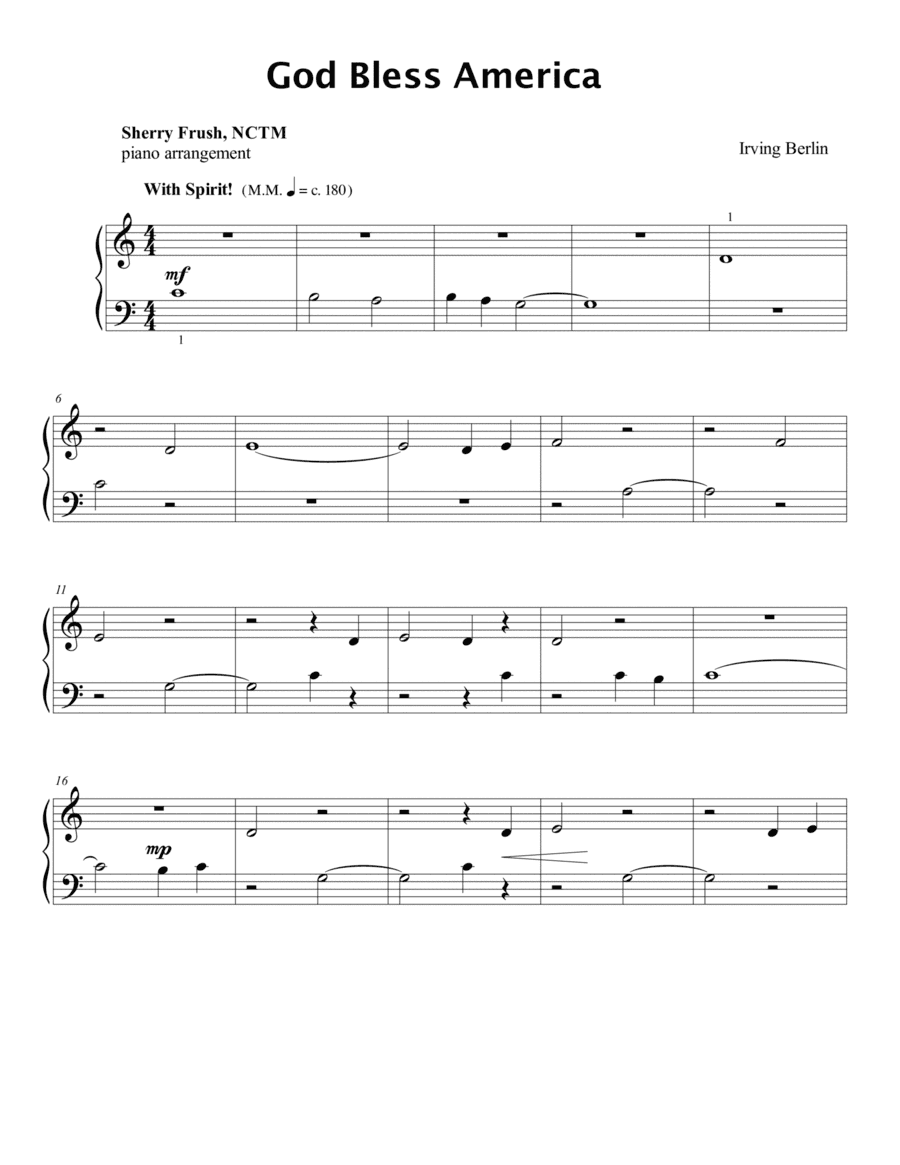 God Bless America ® (arr. arr. Sherry Frush, NCTM)
