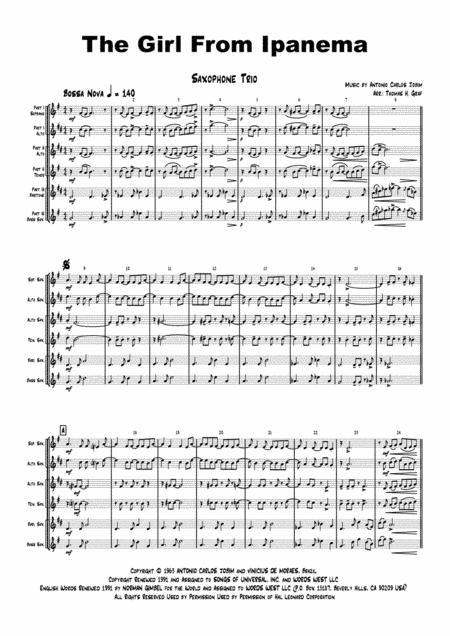 The Girl From Ipanema (Garota De Ipanema) (arr. Thomas H. Graf)