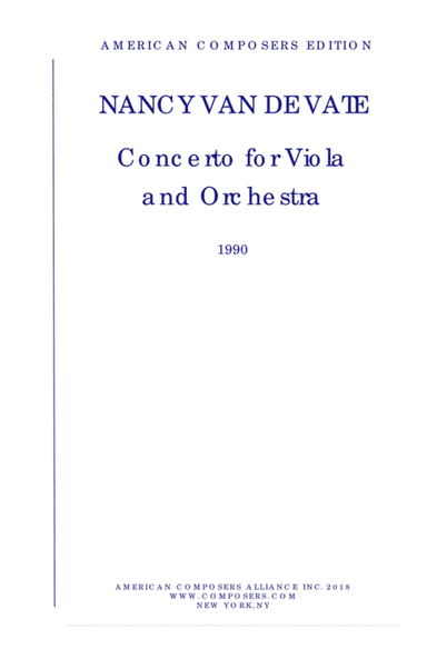 [Van de Vate] Concerto for Viola and Orchestra