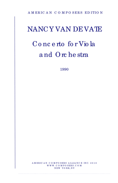 [Van de Vate] Concerto for Viola and Orchestra