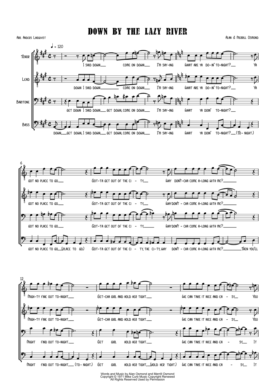 Down By The Lazy River (arr. Anders Lindqvist)