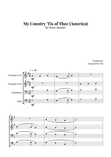 My Country 'Tis of Thee (America) (arr. GDJ)