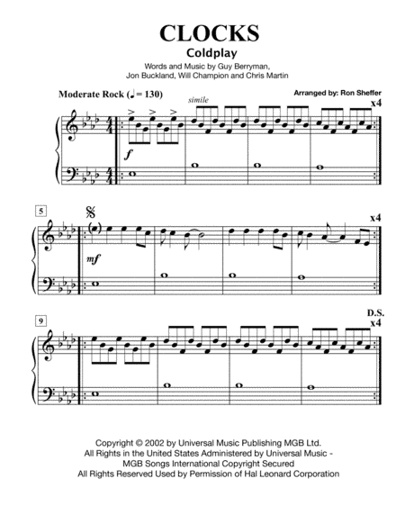 Clocks (arr. Ron Sheffer)