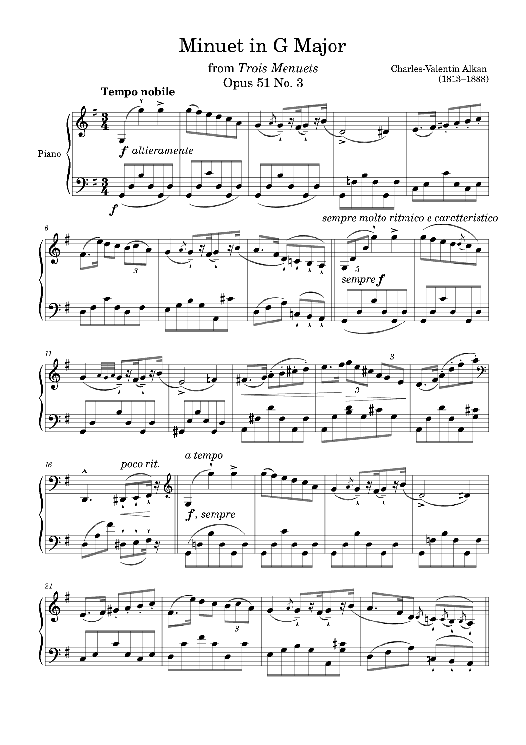 Minuet Opus 51 No. 3 in G Major (arr. Zachary Corbett)