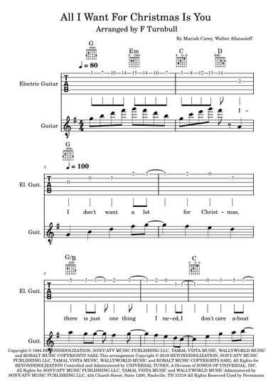 All I Want For Christmas Is You (arr. F Turnbull)