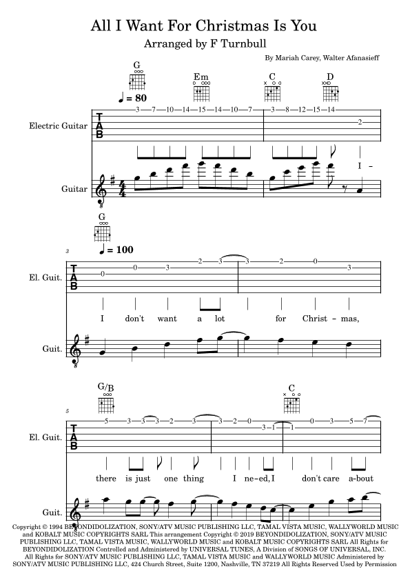 All I Want For Christmas Is You (arr. F Turnbull)