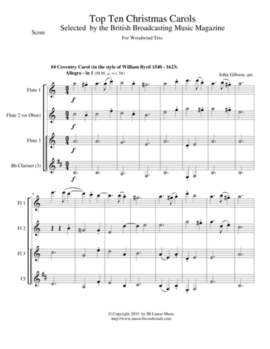 Coventry Carol for Woodwind Trio (arr. John Gibson)