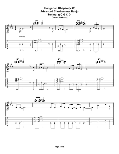 Doctor JerBear--Hungarian Rhapsody #2--Advanced Clawhammer Banjo (arr. Doctor JerBear)