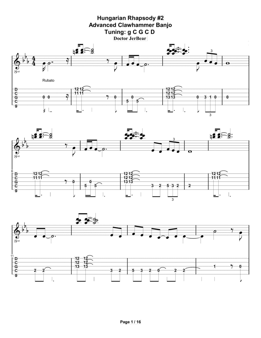 Doctor JerBear--Hungarian Rhapsody #2--Advanced Clawhammer Banjo (arr. Doctor JerBear)