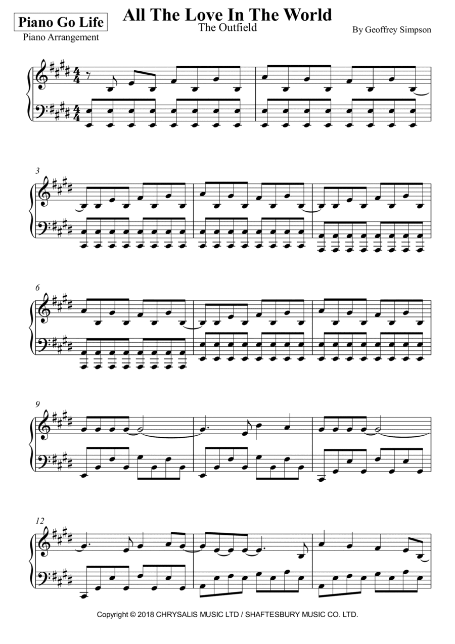 All The Love In The World (arr. Piano Go Life)