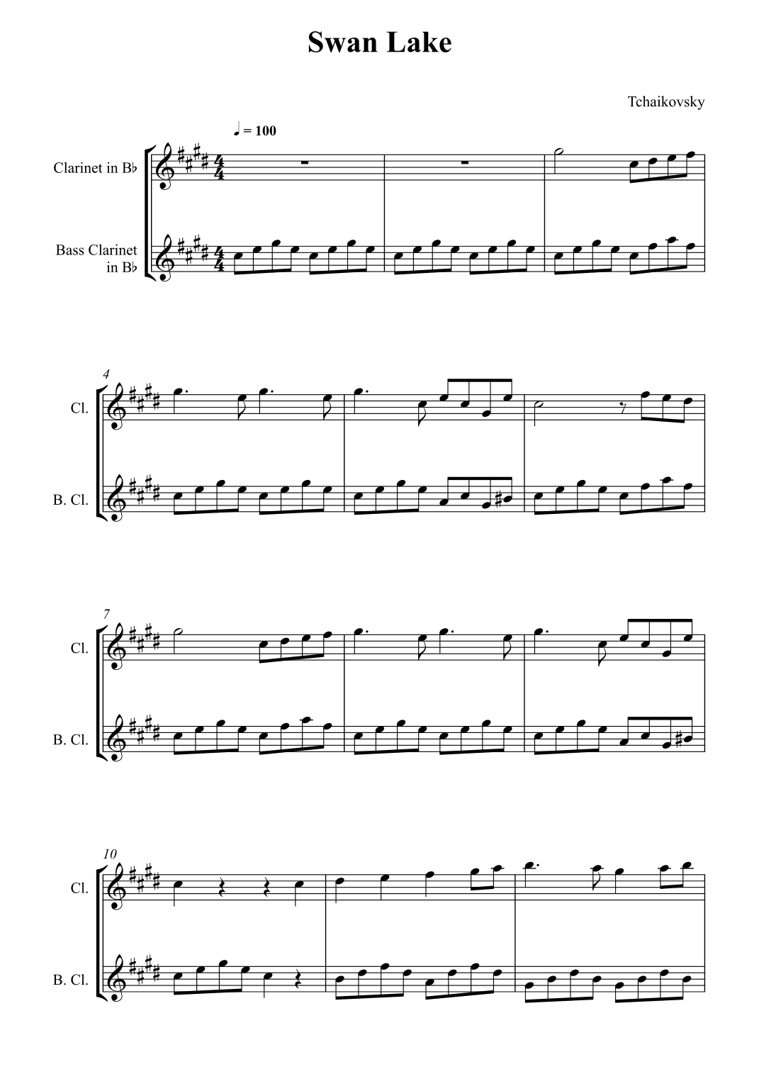 Swan Lake Theme - Tchaikovsky (arr. Wesley S. SIlva)