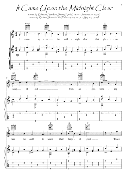 It Came Upon the Midnight Clear guitar fingerstyle (arr. PianoSheetNow)