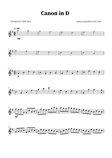 Canon in D - Alto Recorder Solo (arr. Valdir Maia)