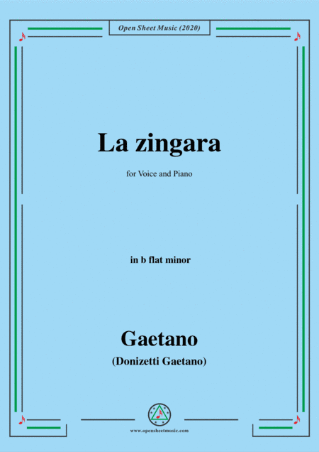 Donizetti-La Zingara,in b flat minor,for Voice and Piano (arr. MSM)