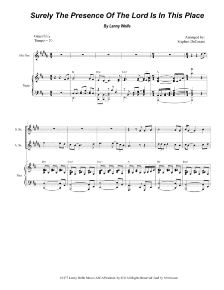 Surely The Presence Of The Lord Is In This Place (arr. Stephen DeCesare)