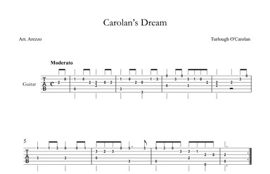 Carolan's Dream - Guitar Tabs Turlough'o Carolan (arr. Arezzo Music)