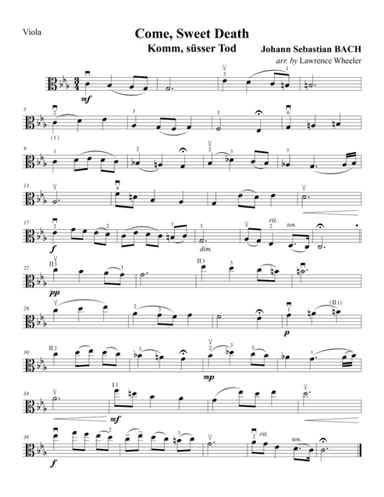 Bach, Come Sweet Death (viola and piano) (arr. Lawrence Wheeler)