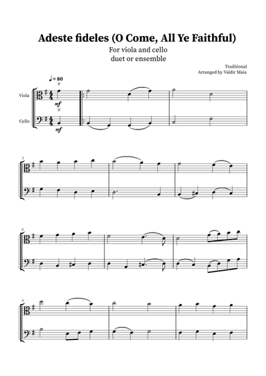 O Come, All Ye Faithful (Adeste Fideles) - Viola and Cello Duet (arr. Valdir Maia)