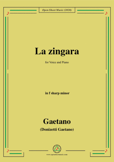 Donizetti-La Zingara,in f sharp minor,for Voice and Piano (arr. MSM)