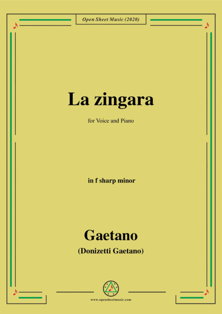 Donizetti-La Zingara,in f sharp minor,for Voice and Piano (arr. MSM)