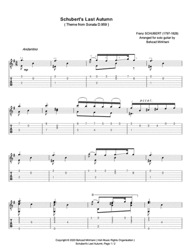 Schubert's Last Autumn (Solo Guitar) (arr. Behzad Mirkhani)