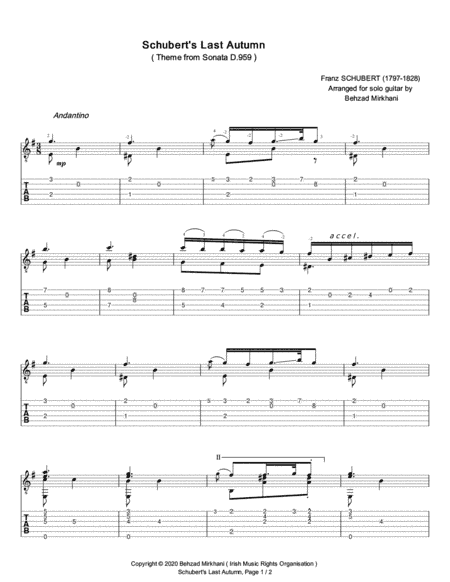 Schubert's Last Autumn (Solo Guitar) (arr. Behzad Mirkhani)