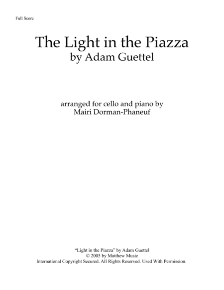 The Light In The Piazza (arr. Mairi Dorman-Phaneuf)
