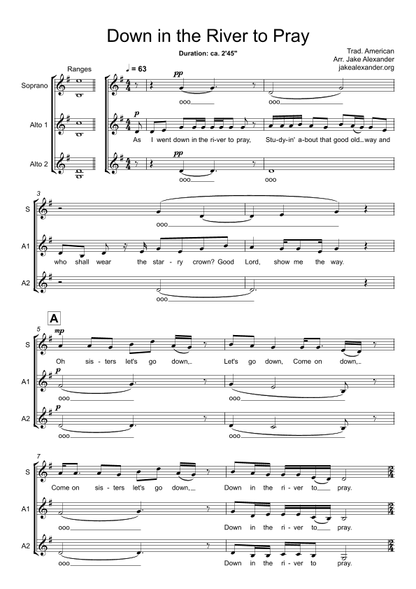 Down in the River to Pray - SAA a cappella (arr. Jake Alexander)