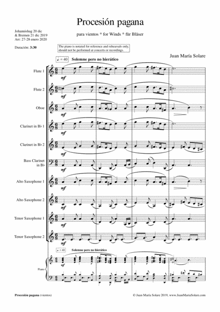Procesión pagana [small winds ensemble]
