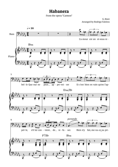 Habanera (for bass - Bb minor/major) (arr. Rodrigo Faleiros)