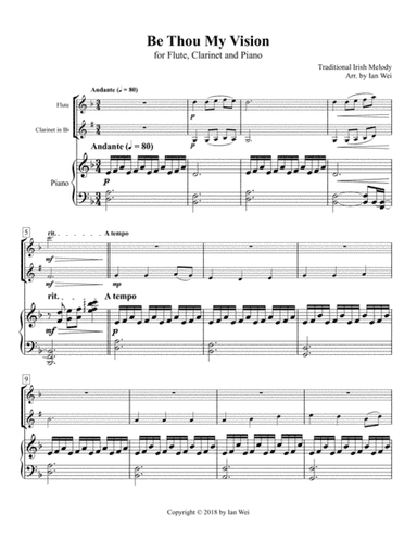 Be Thou My Vision for Flute, Clarinet and Piano (arr. Ian Wei)