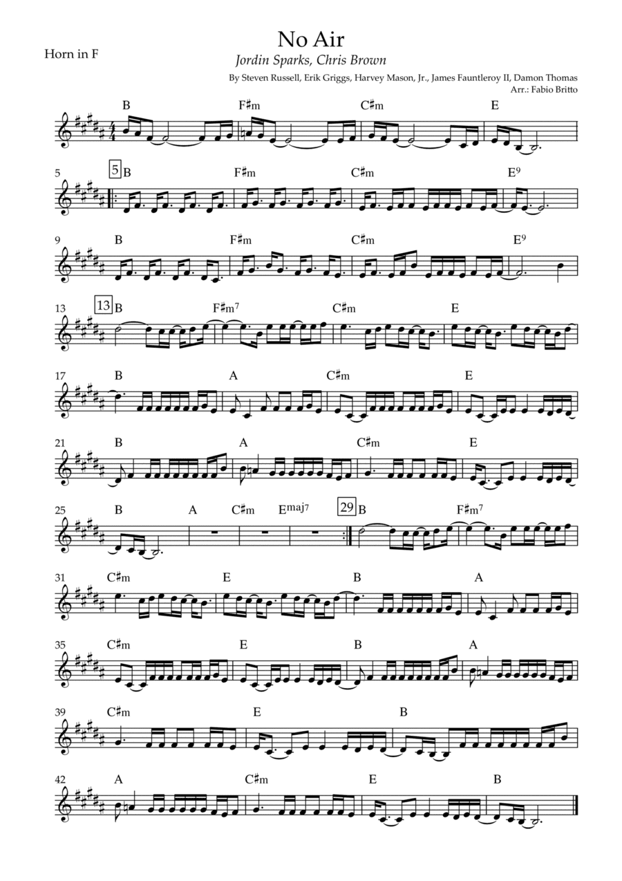 No Air (arr. Fabio Britto)