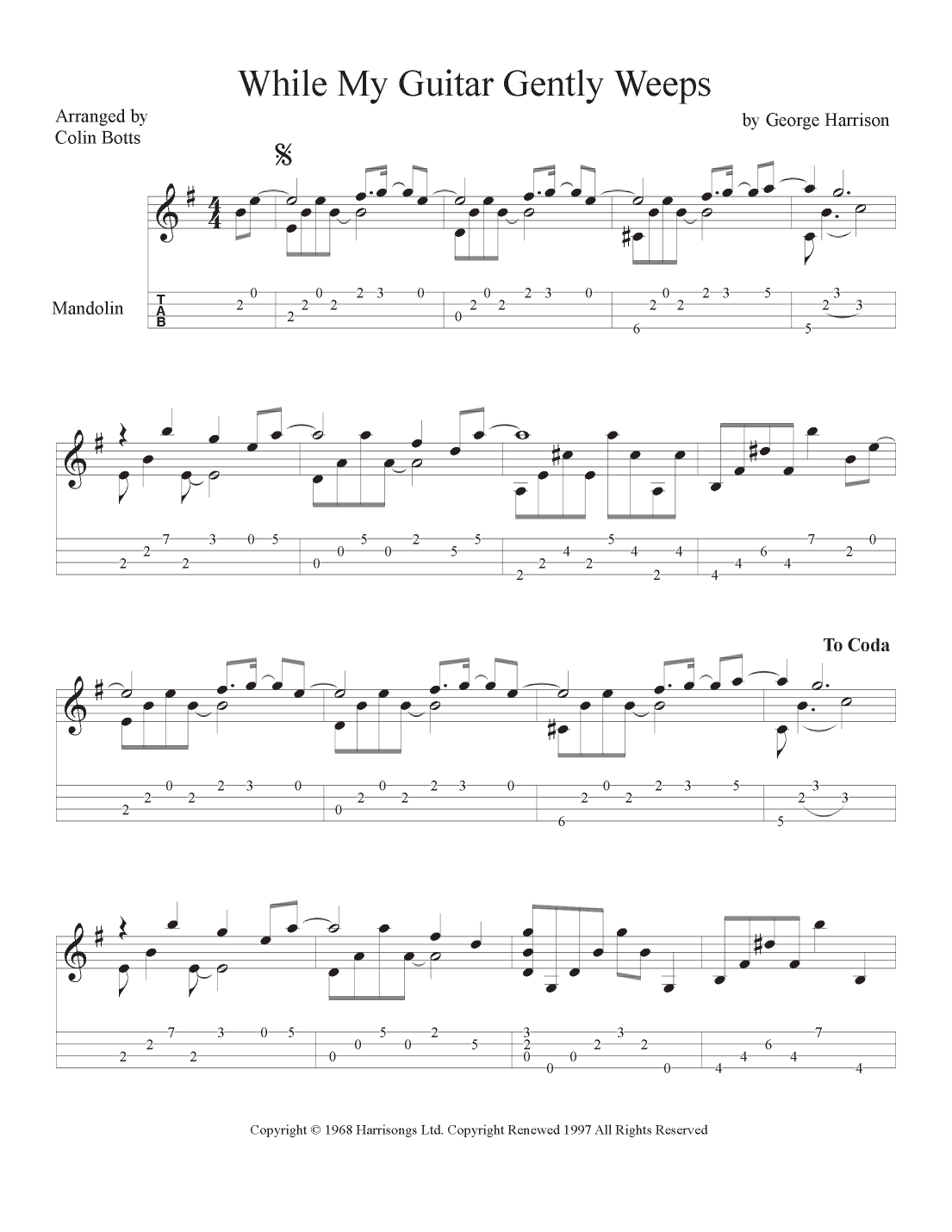 While My Guitar Gently Weeps (arr. Colin Botts)